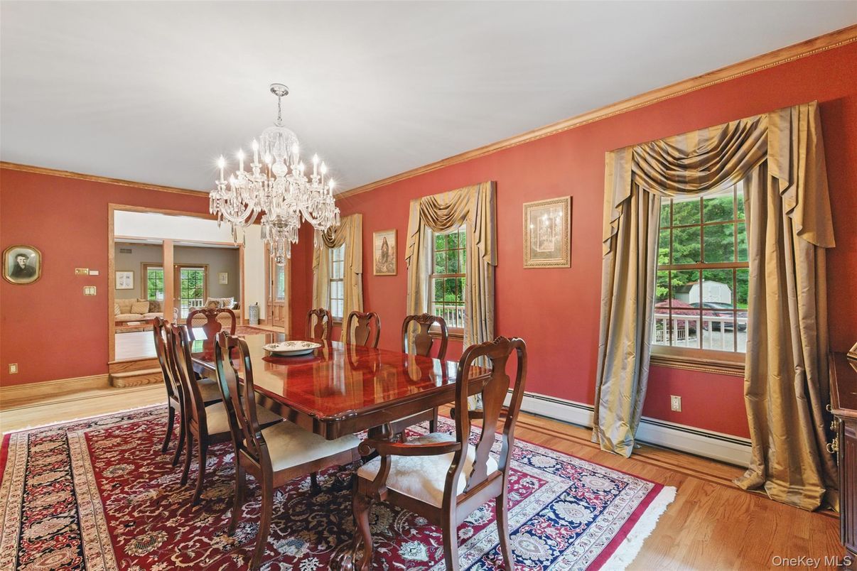 Chandelier, Dining room, Interior, Wood Texture Flooring