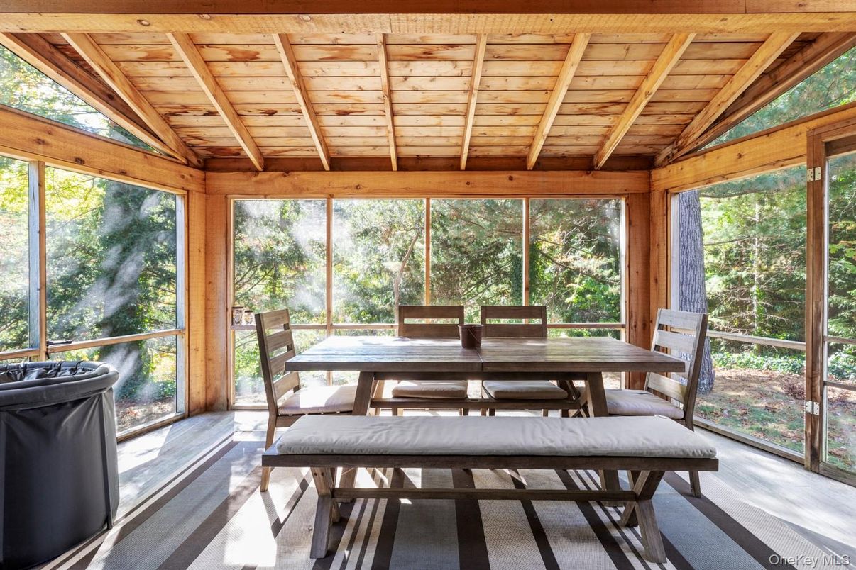 Dining room, Interior, Sun Room, Wooden Ceilings, Wood Texture Flooring