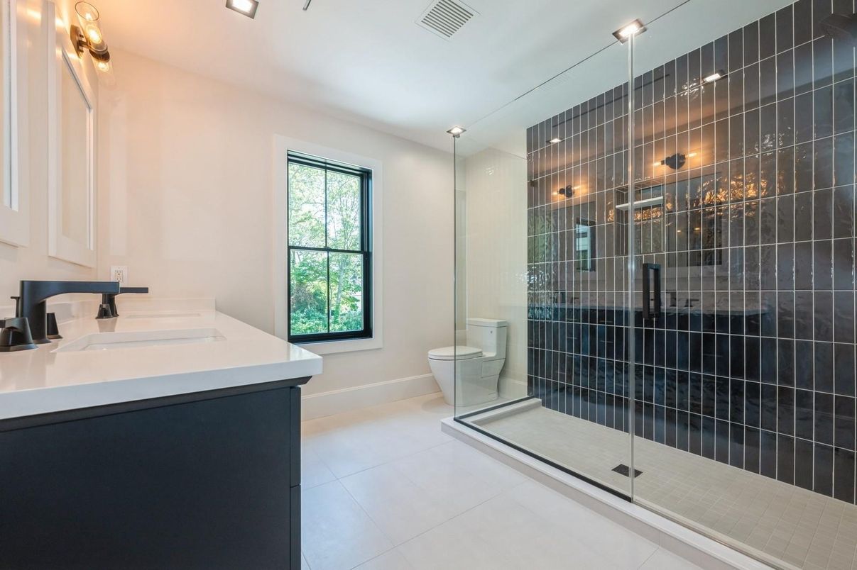 Bathroom, Glass Shower, Interior, Recessed Lighting
