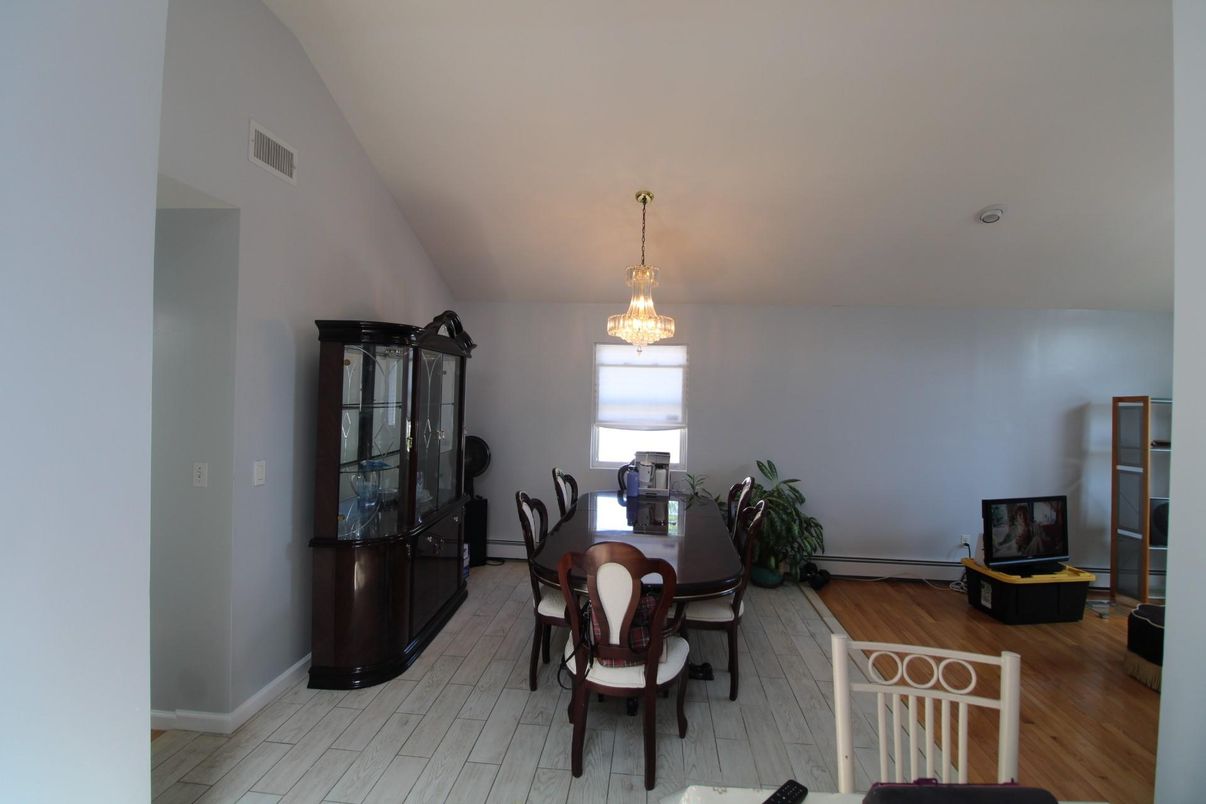 Chandelier, Dining room, Interior, Wood Texture Flooring