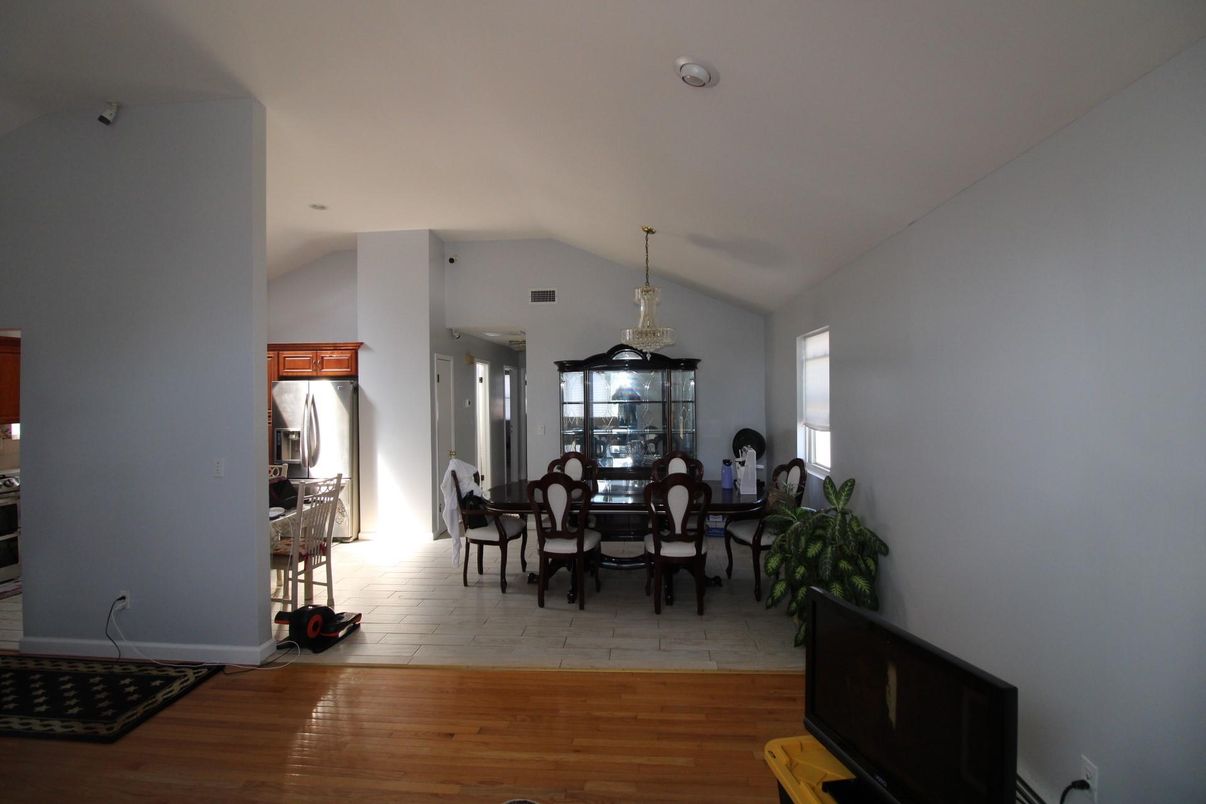 Chandelier, Dining room, Interior, Wood Texture Flooring