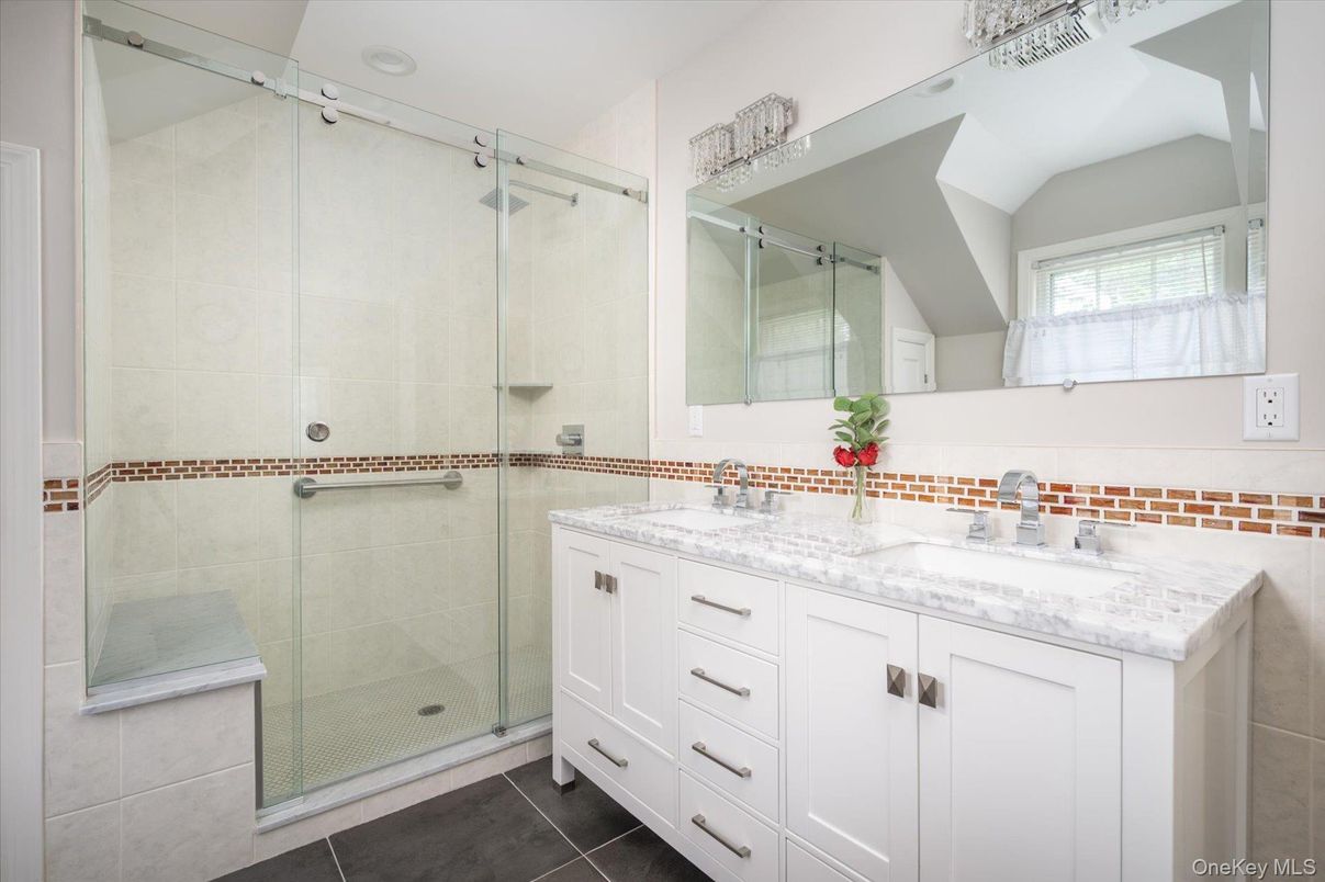 Bathroom, Dual Sink Vanities, Glass Shower, Interior
