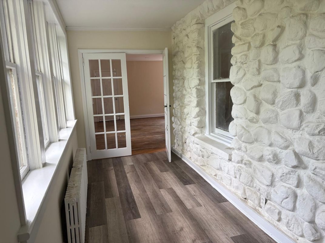 Interior, Stone Walls, Wood Texture Flooring