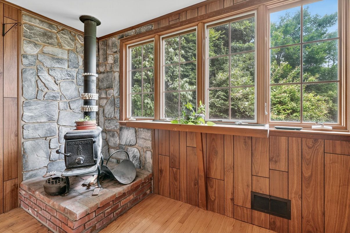 Interior, Stone Walls, Wood Texture Flooring