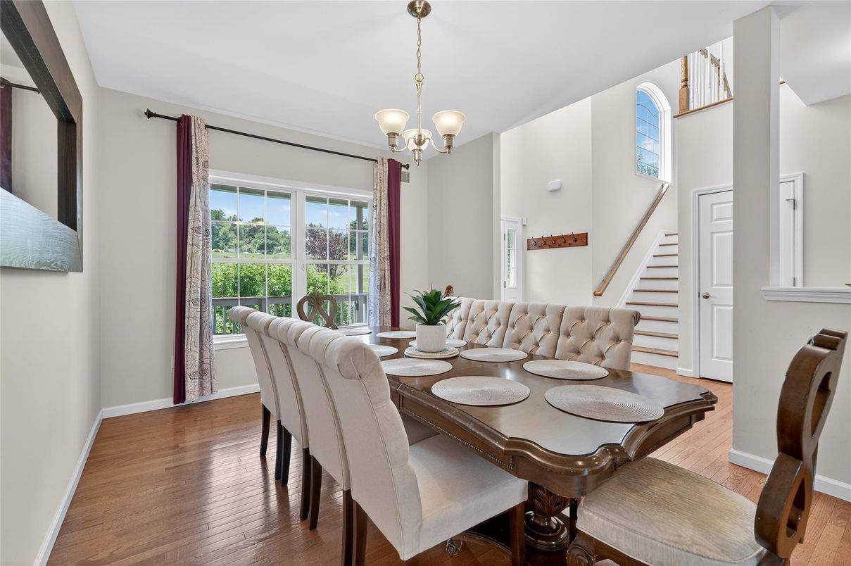 Chandelier, Dining room, Interior, Wood Texture Flooring