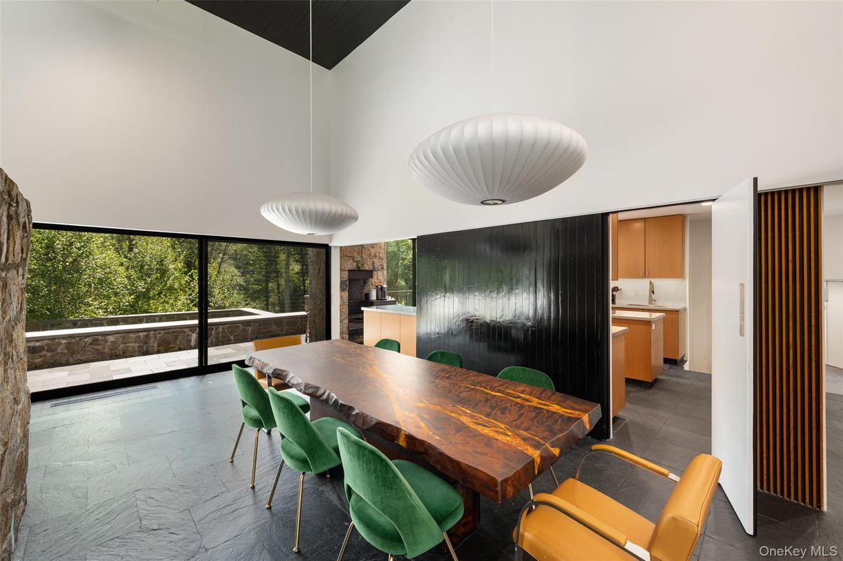 Dining room, Interior, Kitchen, Pendant Lights, Wood Texture Flooring
