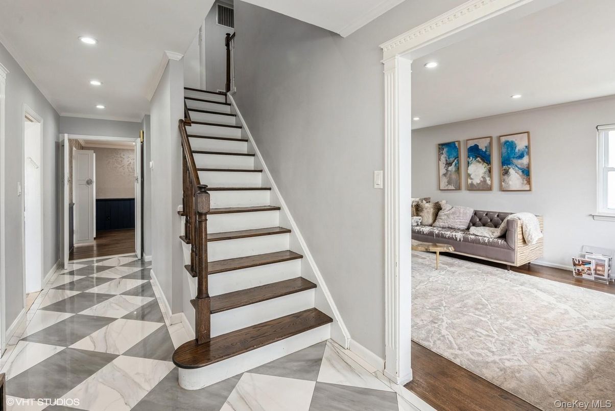 Interior, Marble, Recessed Lighting, Wood Texture Flooring