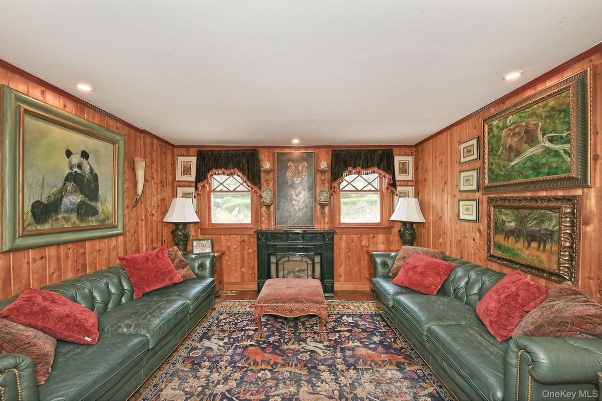 Fireplace, Interior, Living room, Recessed Lighting, Wooden Walls