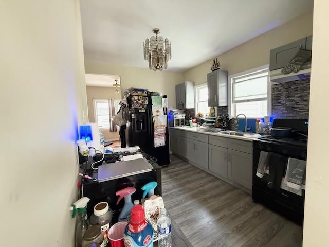 Chandelier, Interior, Kitchen, Wood Texture Flooring