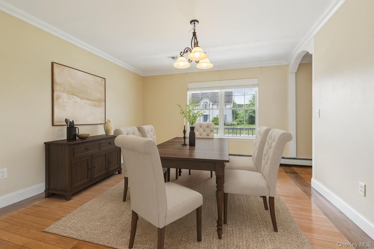 Chandelier, Dining room, Interior, Wood Texture Flooring