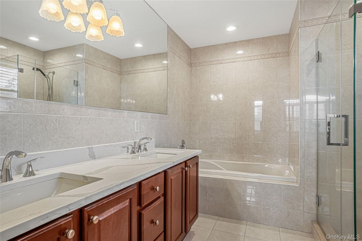 Bathroom, Dual Sink Vanities, Glass Shower, Interior, Recessed Lighting
