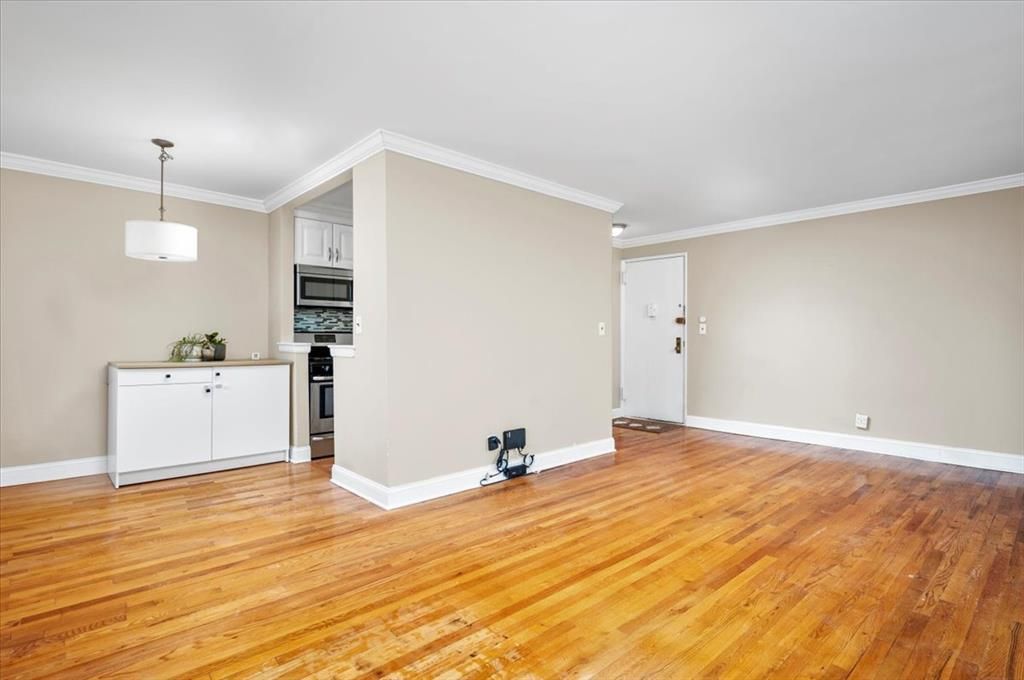 Empty room, Interior, Kitchen, Pendant Lights, Wood Texture Flooring