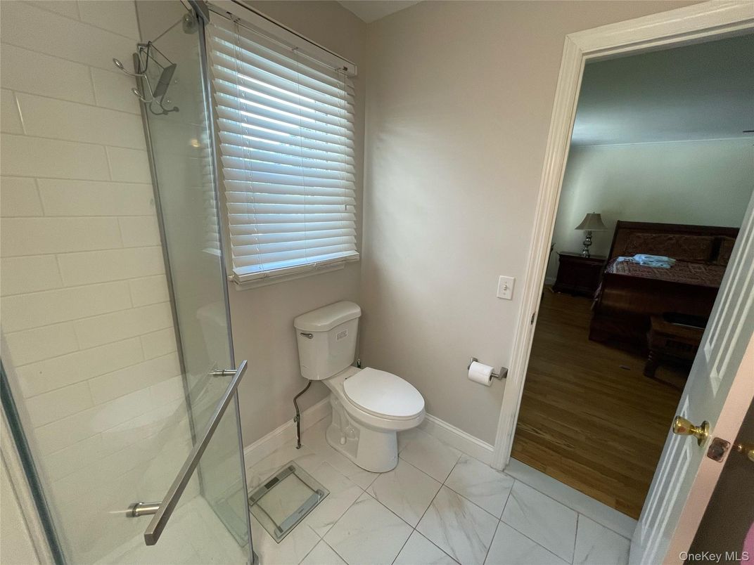 Bathroom, Glass Shower, Interior, Marble, Wood Texture Flooring
