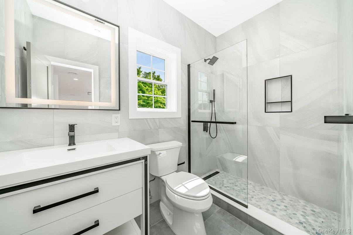 Bathroom, Glass Shower, Interior, Marble Walls