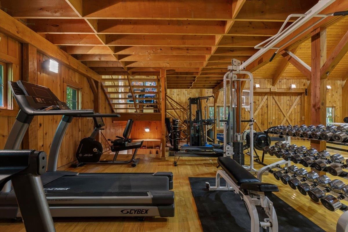 Fitness Equipment, Interior, Wooden Beams, Wooden Ceilings, Wood Texture Flooring, Wooden Walls