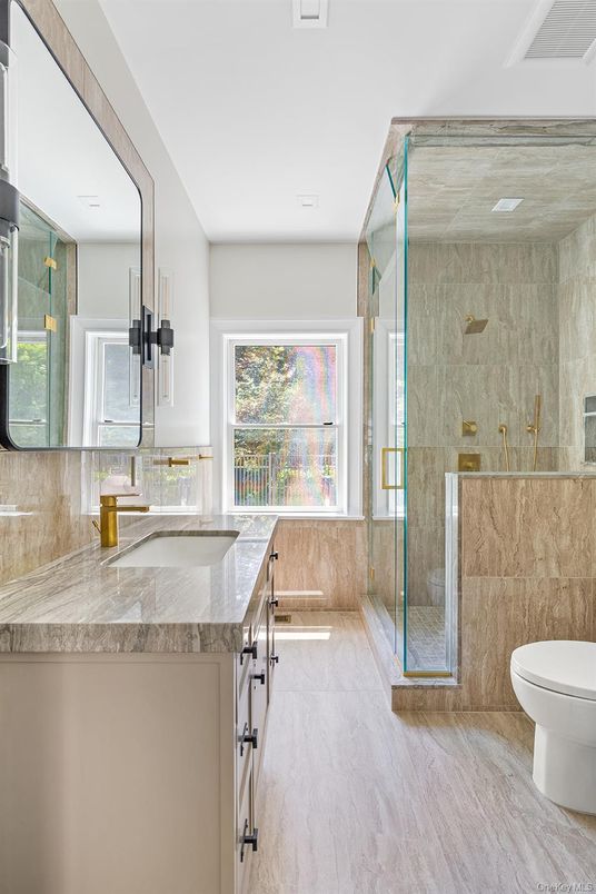 Bathroom, Glass Shower, Interior, Marble