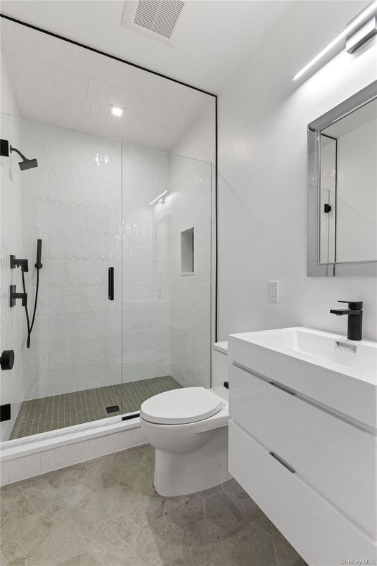 Bathroom, Glass Shower, Interior, Recessed Lighting