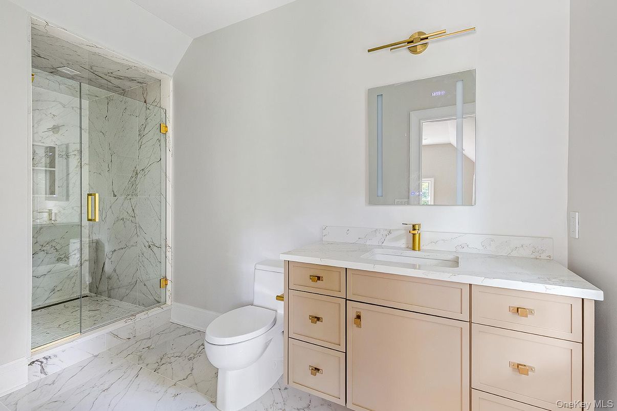 Bathroom, Glass Shower, Interior, Marble, Marble Walls