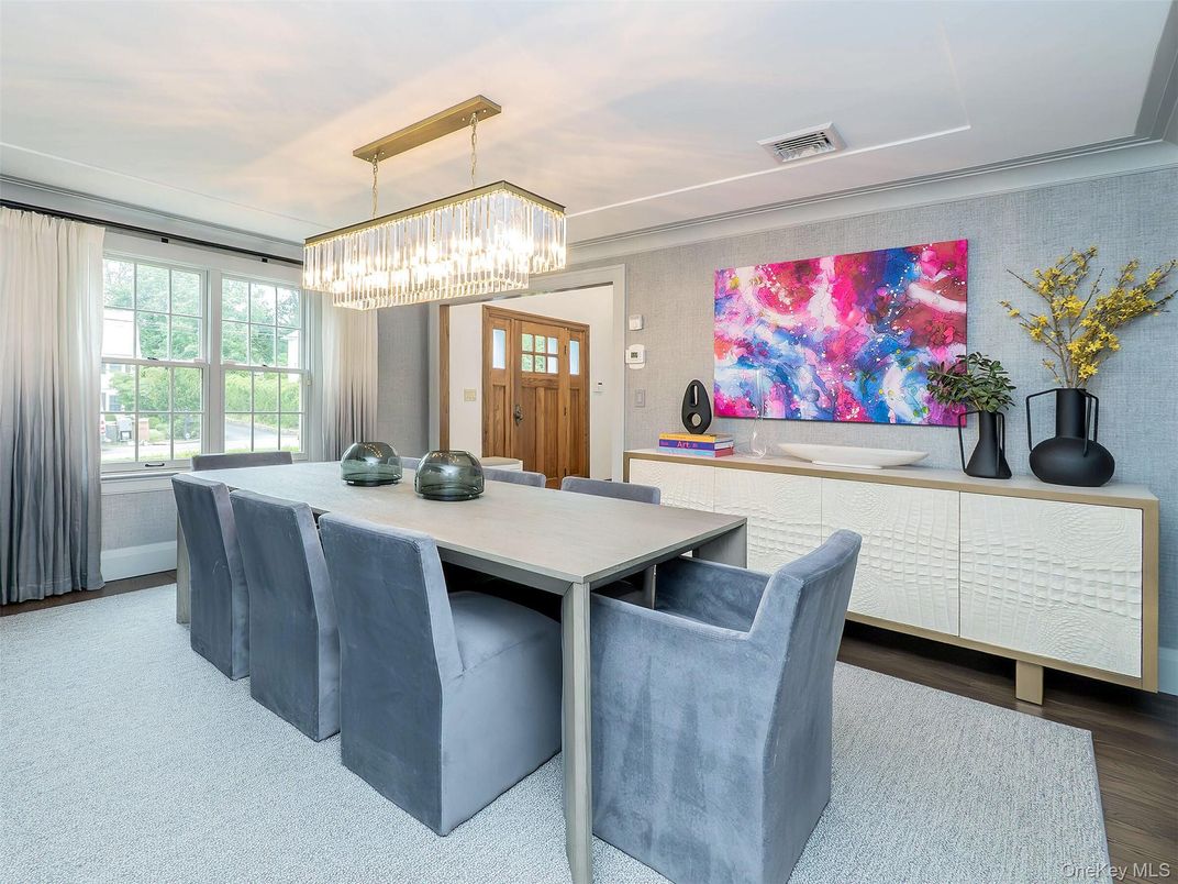 Chandelier, Dining room, Interior, Wood Texture Flooring