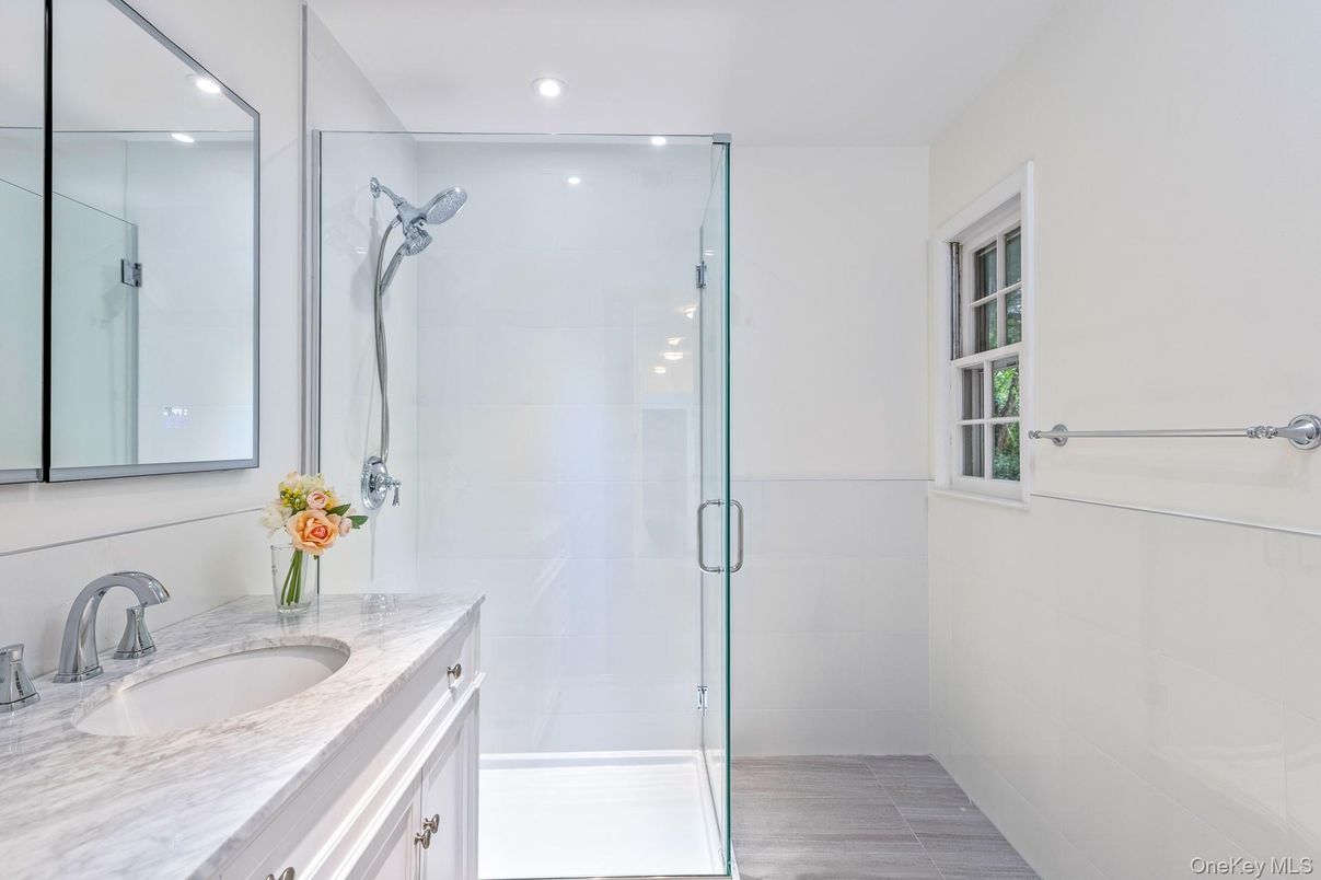 Bathroom, Glass Shower, Interior, Recessed Lighting