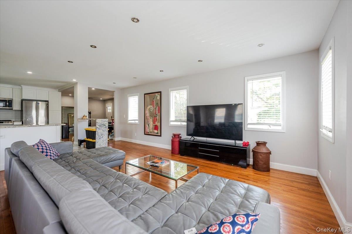 Interior, Kitchen, Living room, Recessed Lighting, Stainless Steel Appliances, Wood Texture Flooring