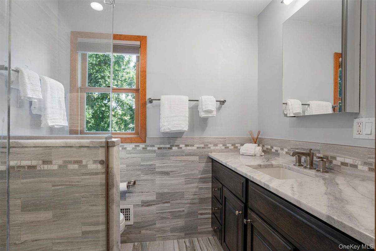 Bathroom, Glass Shower, Interior, Recessed Lighting