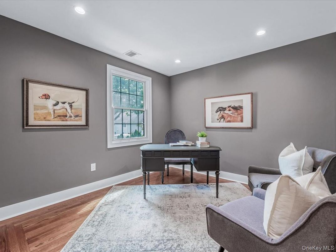 Home Office, Interior, Recessed Lighting, Wood Texture Flooring