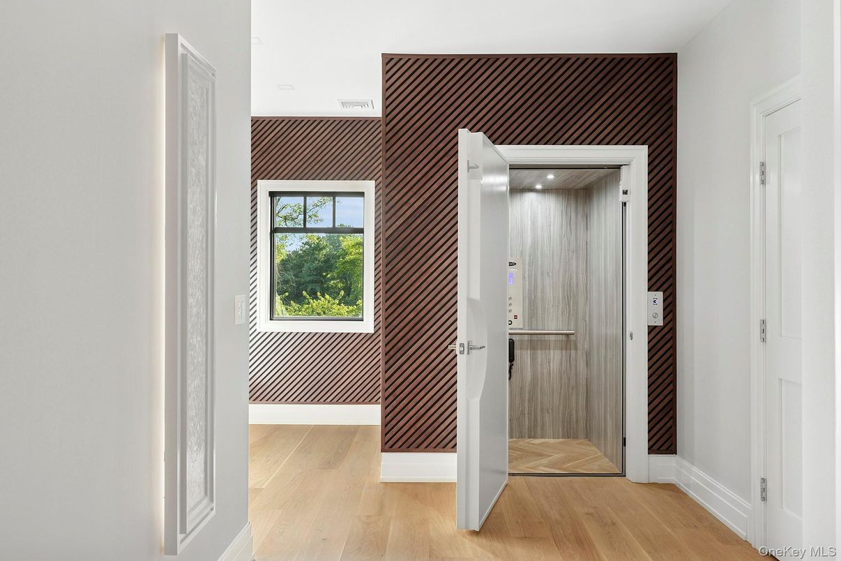 Elevator, Interior, Recessed Lighting, Wood Texture Flooring