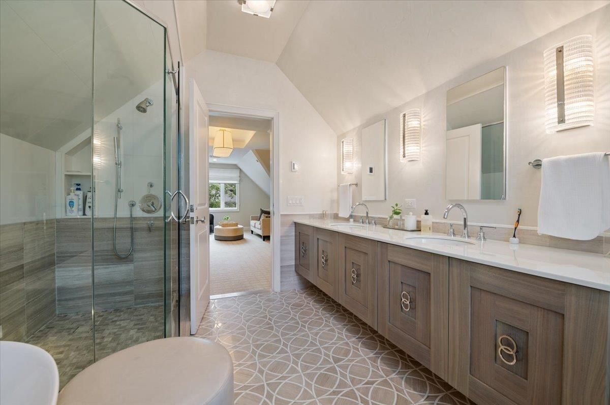 Bathroom, Dual Sink Vanities, Glass Shower, Interior