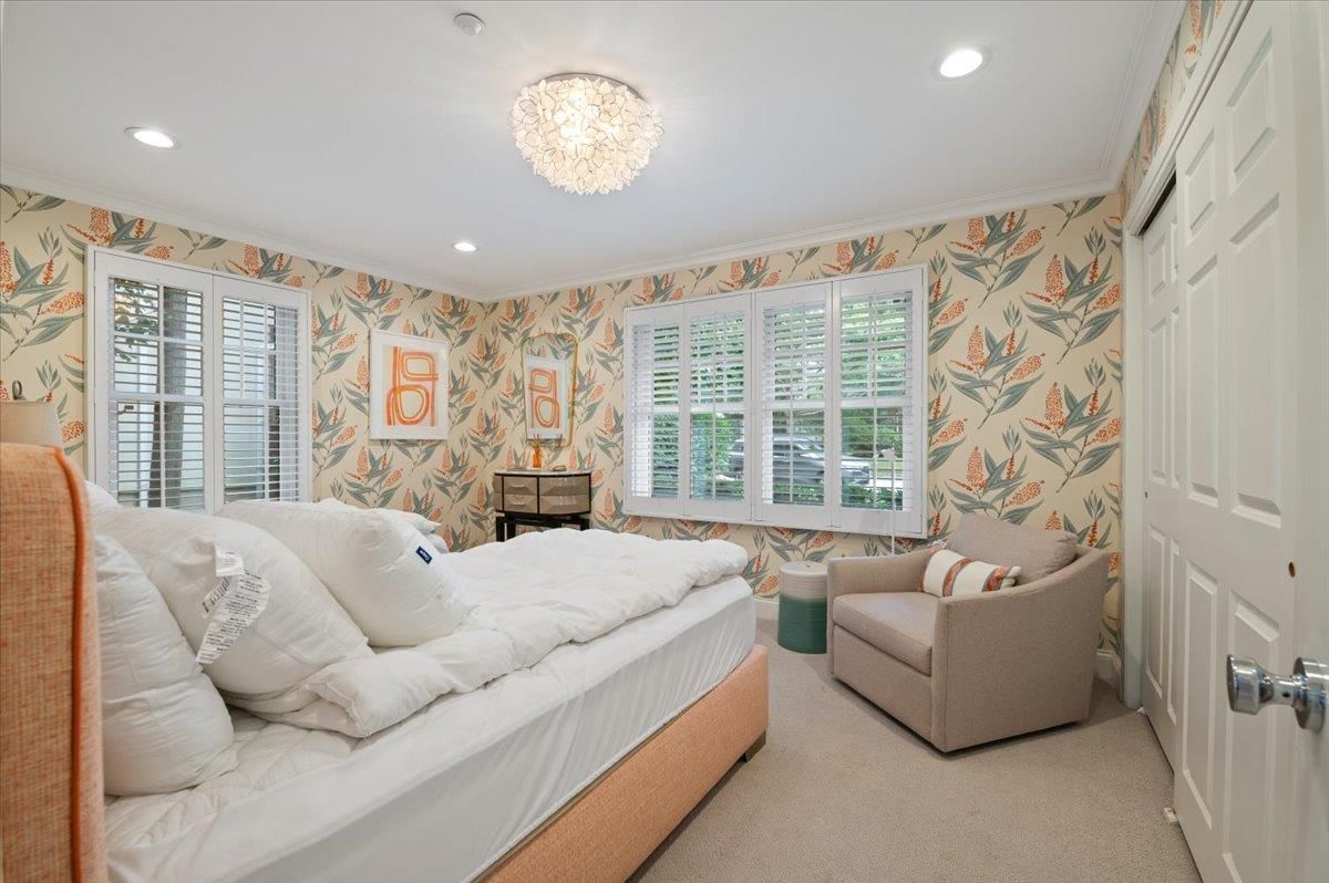 Bedroom, Chandelier, Interior, Recessed Lighting