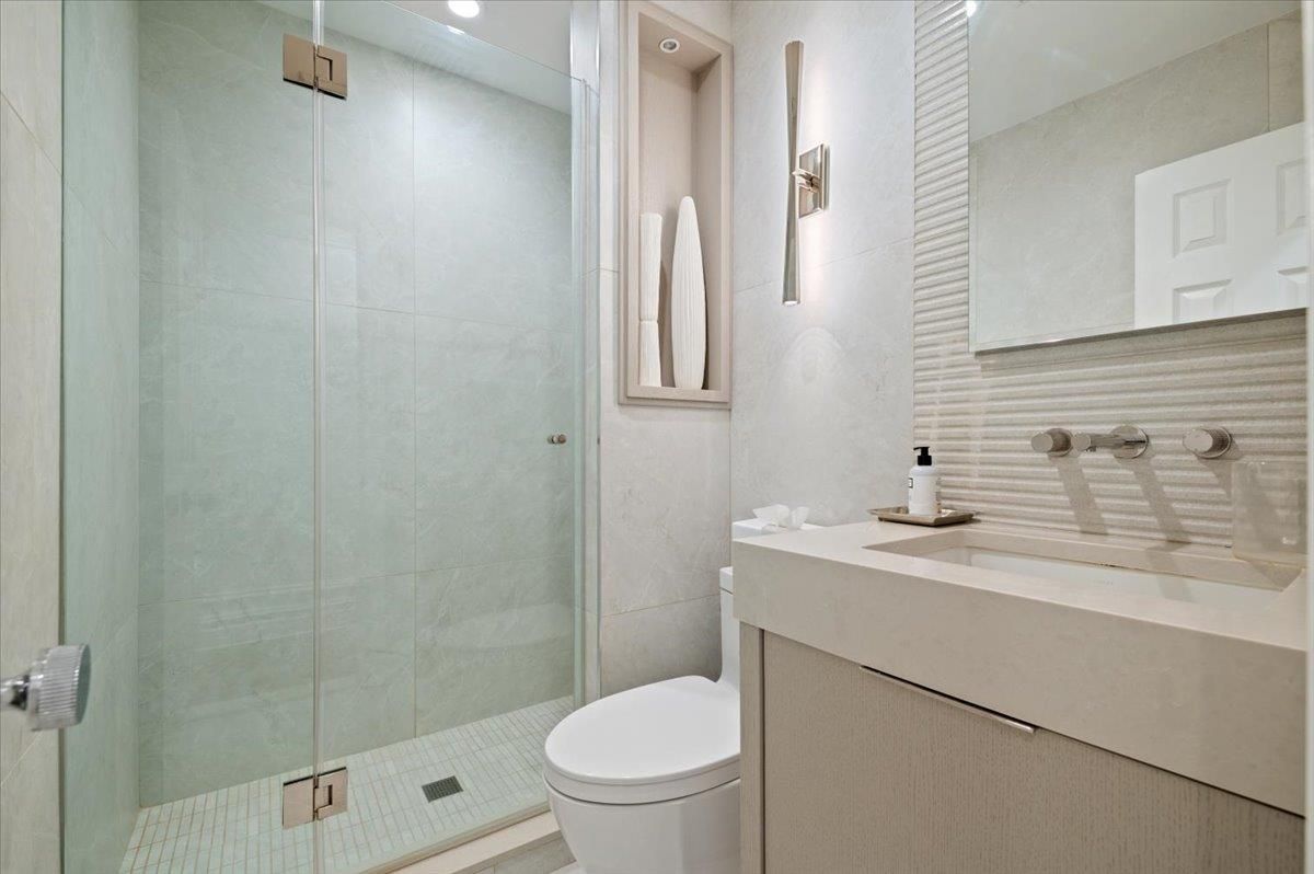 Bathroom, Glass Shower, Interior, Recessed Lighting