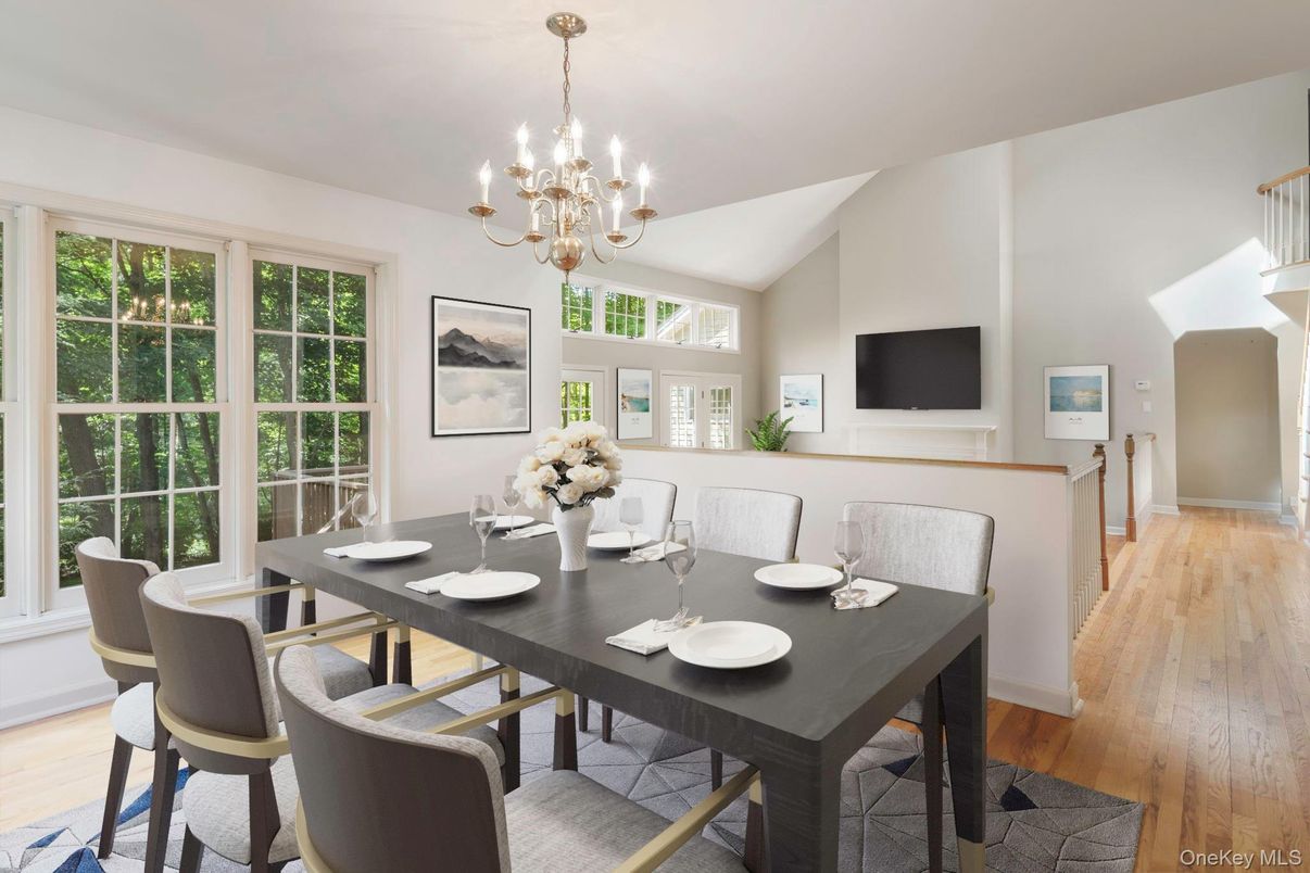 Chandelier, Dining room, Interior, Wood Texture Flooring
