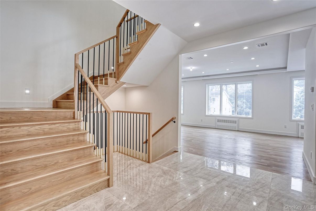 Interior, Marble, Recessed Lighting, Wood Texture Flooring