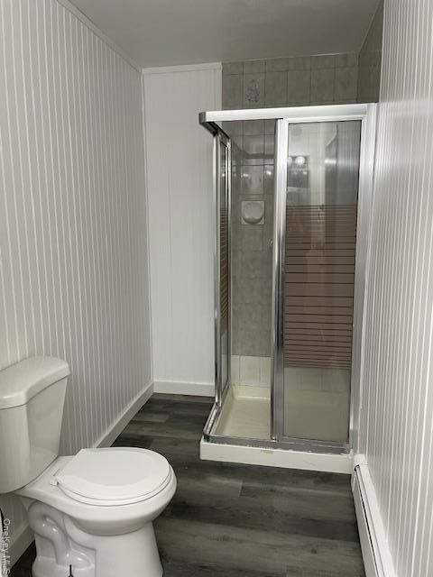 Bathroom, Glass Shower, Interior, Wood Texture Flooring