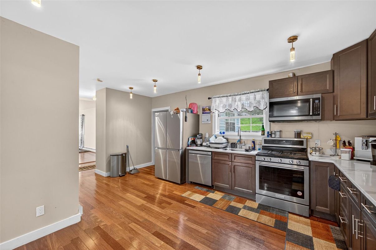Interior, Kitchen, Stainless Steel Appliances, Wood Texture Flooring
