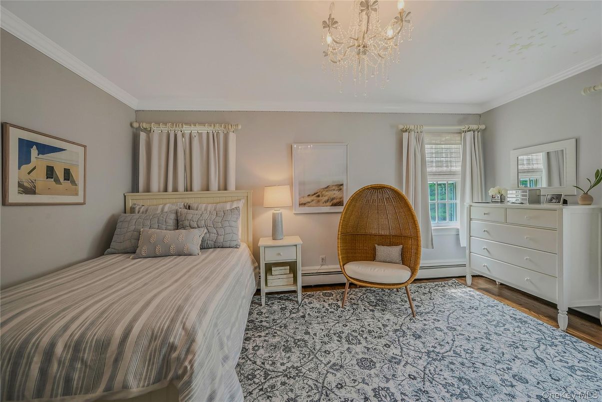 Bedroom, Chandelier, Interior, Wood Texture Flooring