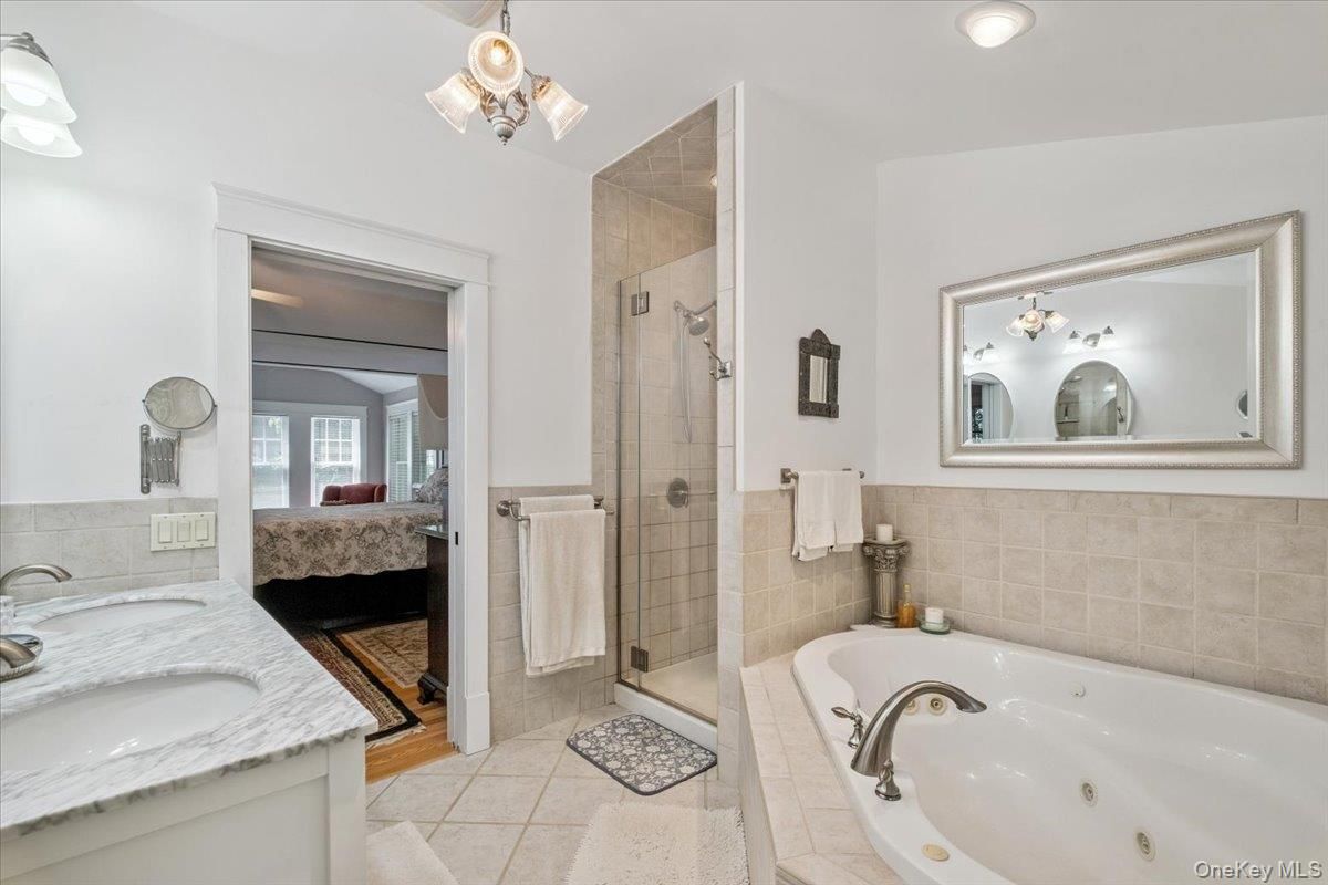 Bathroom, Dual Sink Vanities, Glass Shower, Interior, Recessed Lighting