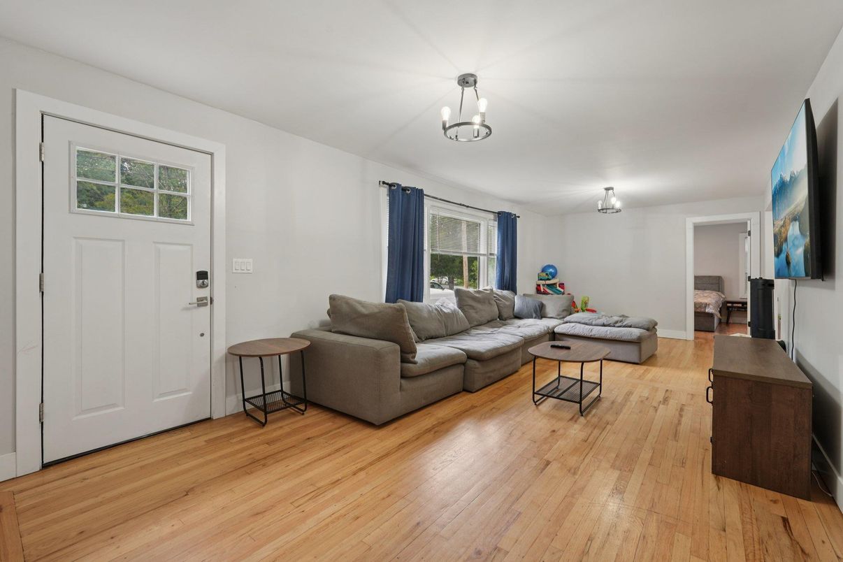 Chandelier, Interior, Living room, Wood Texture Flooring