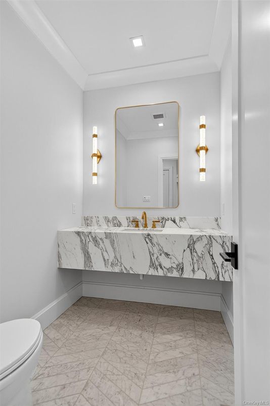 Bathroom, Interior, Marble, Recessed Lighting