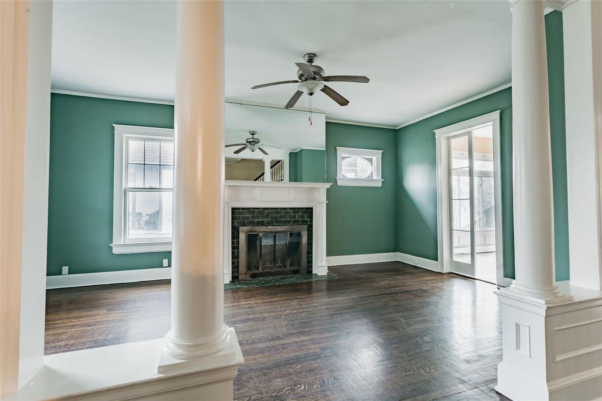 Empty room, Fireplace, Interior, Wood Texture Flooring