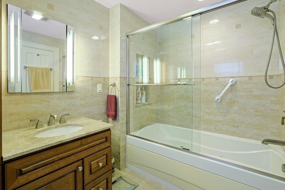 Bathroom, Glass Shower, Interior, Recessed Lighting