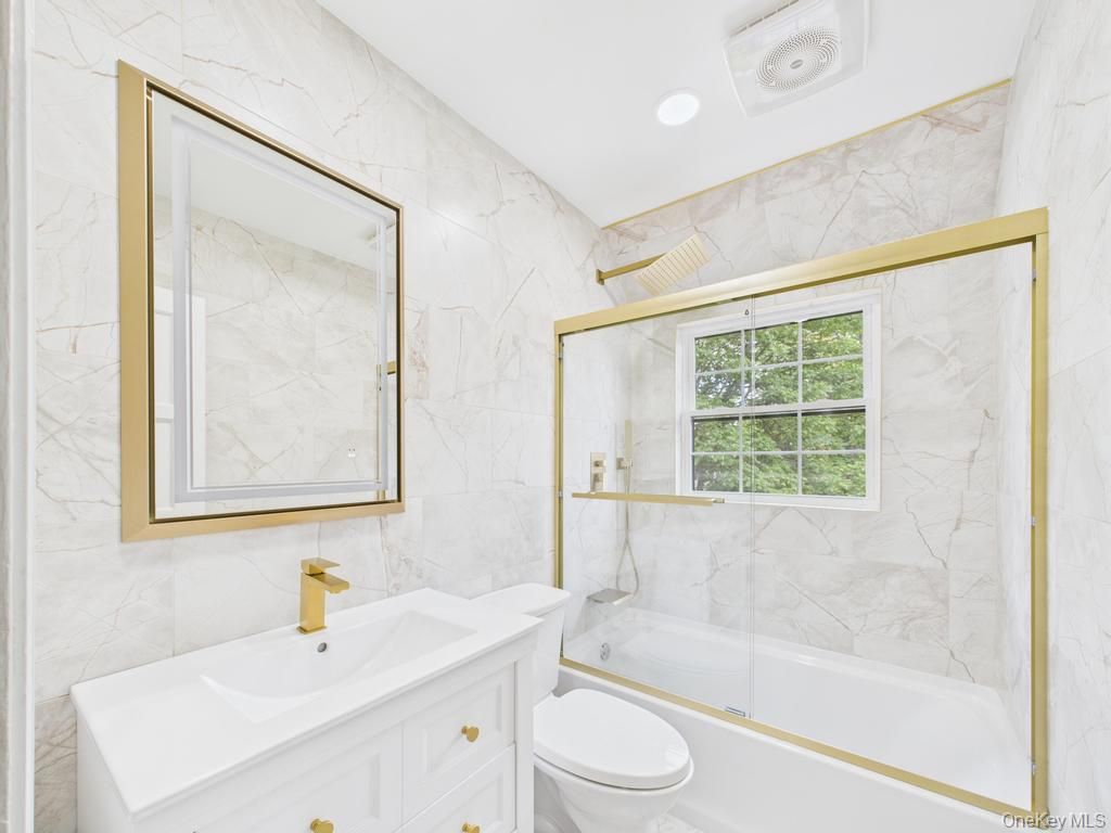 Bathroom, Glass Shower, Interior, Marble Walls, Recessed Lighting