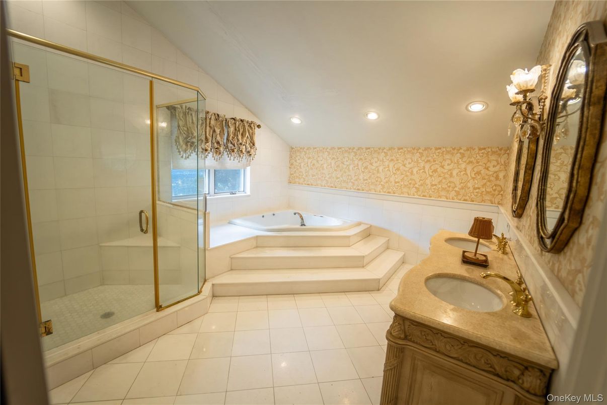 Bathroom, Dual Sink Vanities, Glass Shower, Interior, Recessed Lighting