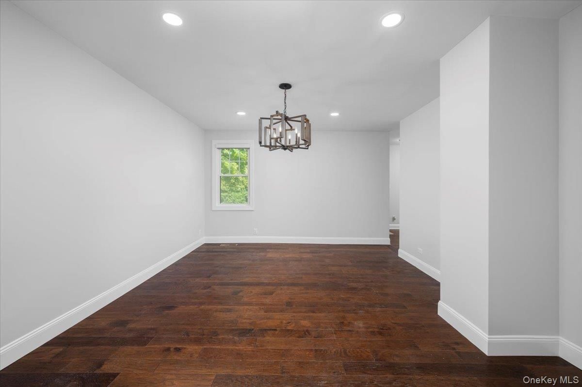 Empty room, Interior, Pendant Lights, Recessed Lighting, Wood Texture Flooring