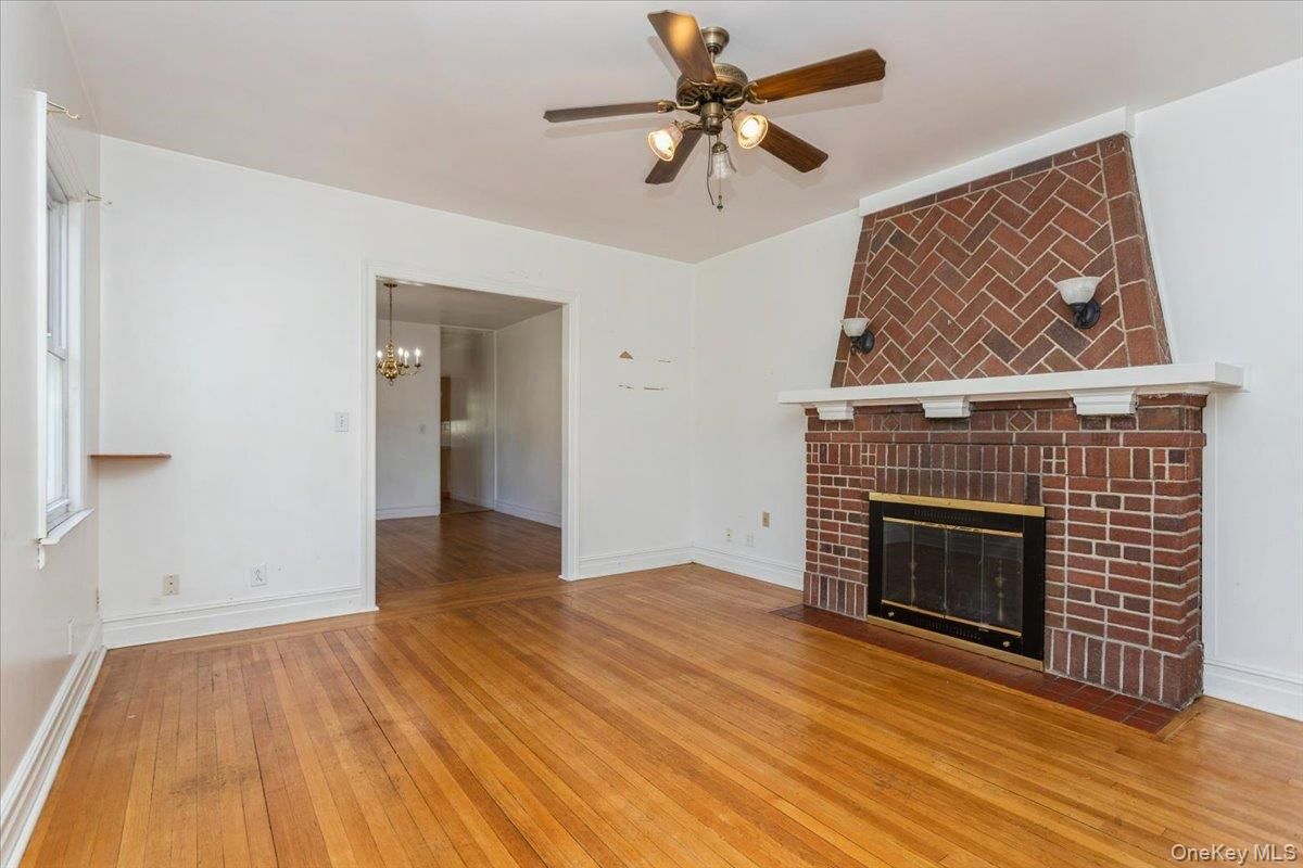 Chandelier, Empty room, Fireplace, Interior, Wood Texture Flooring
