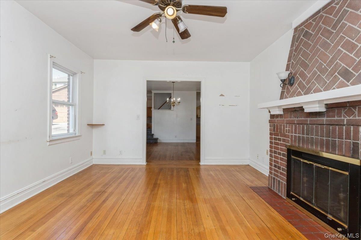 Chandelier, Empty room, Fireplace, Interior, Wood Texture Flooring