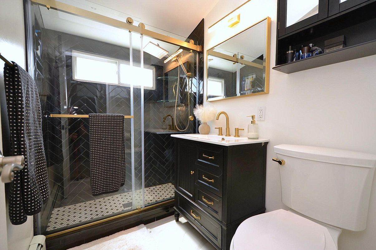 Bathroom, Glass Shower, Interior, Marble Walls