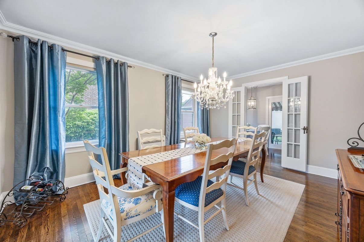 Chandelier, Dining room, Interior, Wood Texture Flooring