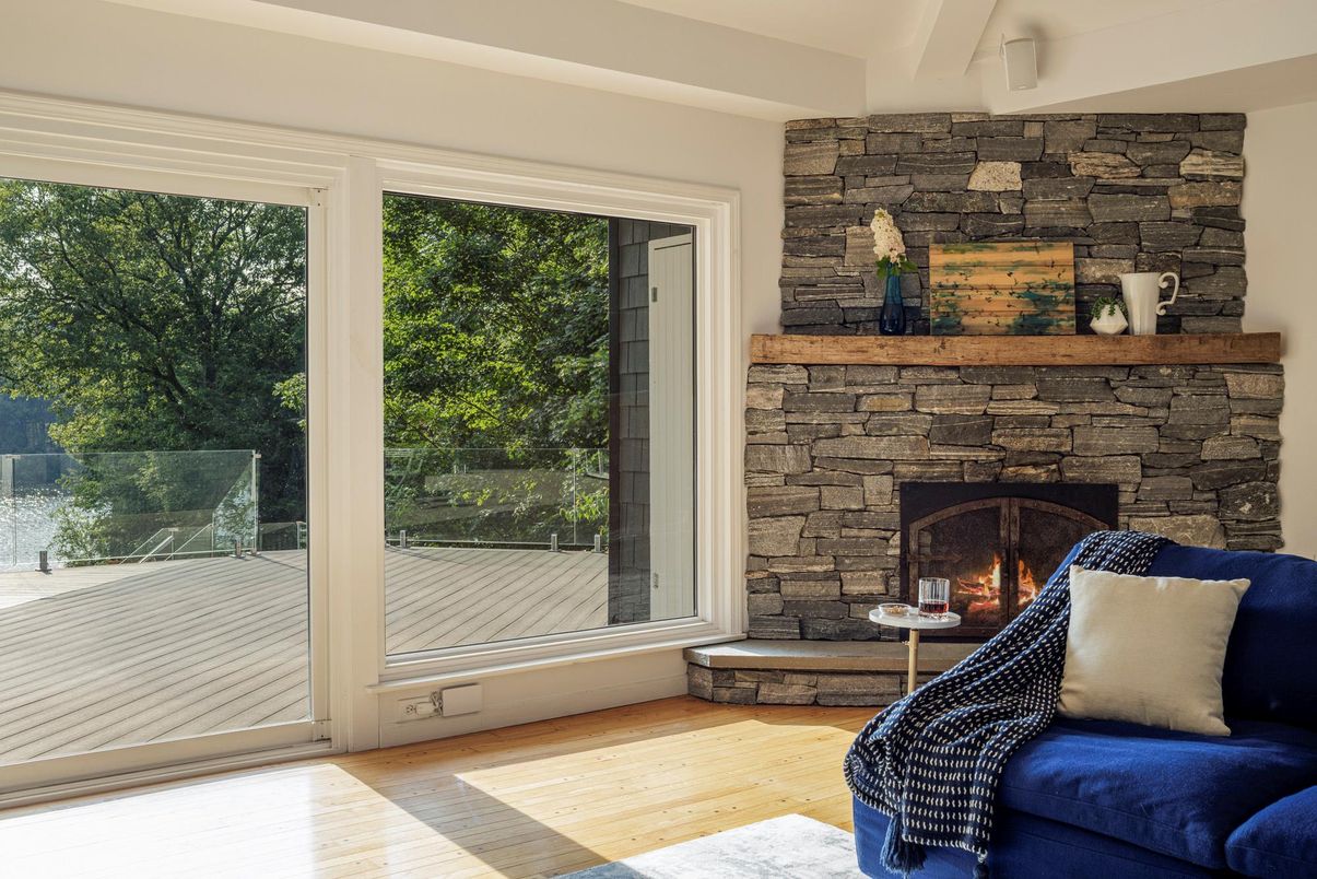 Fireplace, Interior, Stone Walls, Wood Texture Flooring