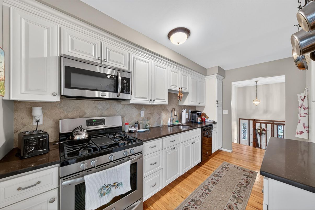 Interior, Kitchen, Pendant Lights, Stainless Steel Appliances, Wood Texture Flooring